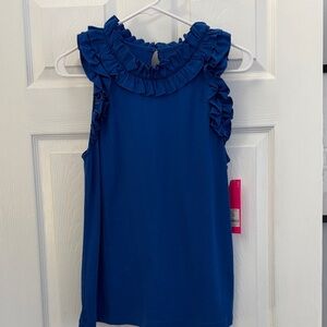 Lilly Pulitzer Royal Blue Ruffled Sleeveless Top